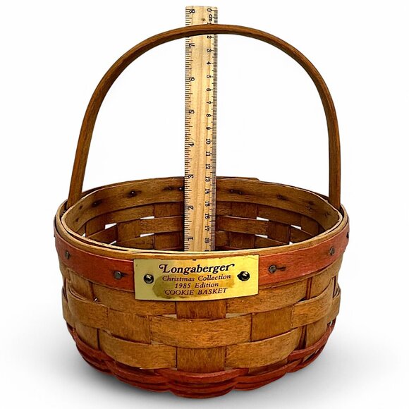 VTG Longaberger 8" Handwoven Basket Brown & Red Christmas Cookies Retired 7 x 3 - Picture 6 of 6